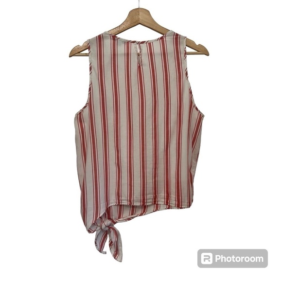 Madewell Side-Tie Tank in Marcia Stripe J1128 Cotton Red Stripe Size Small - Picture 6 of 10